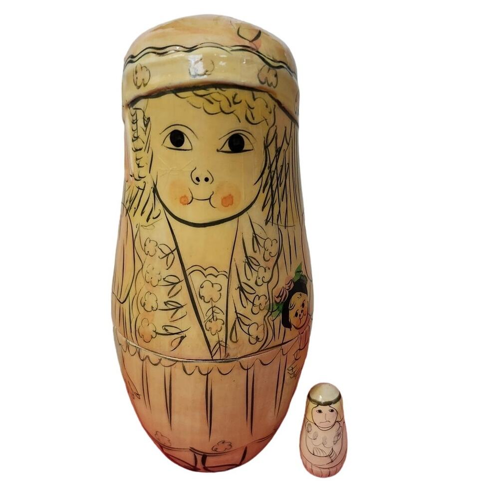 Lot 2 Vintage Authentic Models Russian Nesting Dolls Victorian Girl